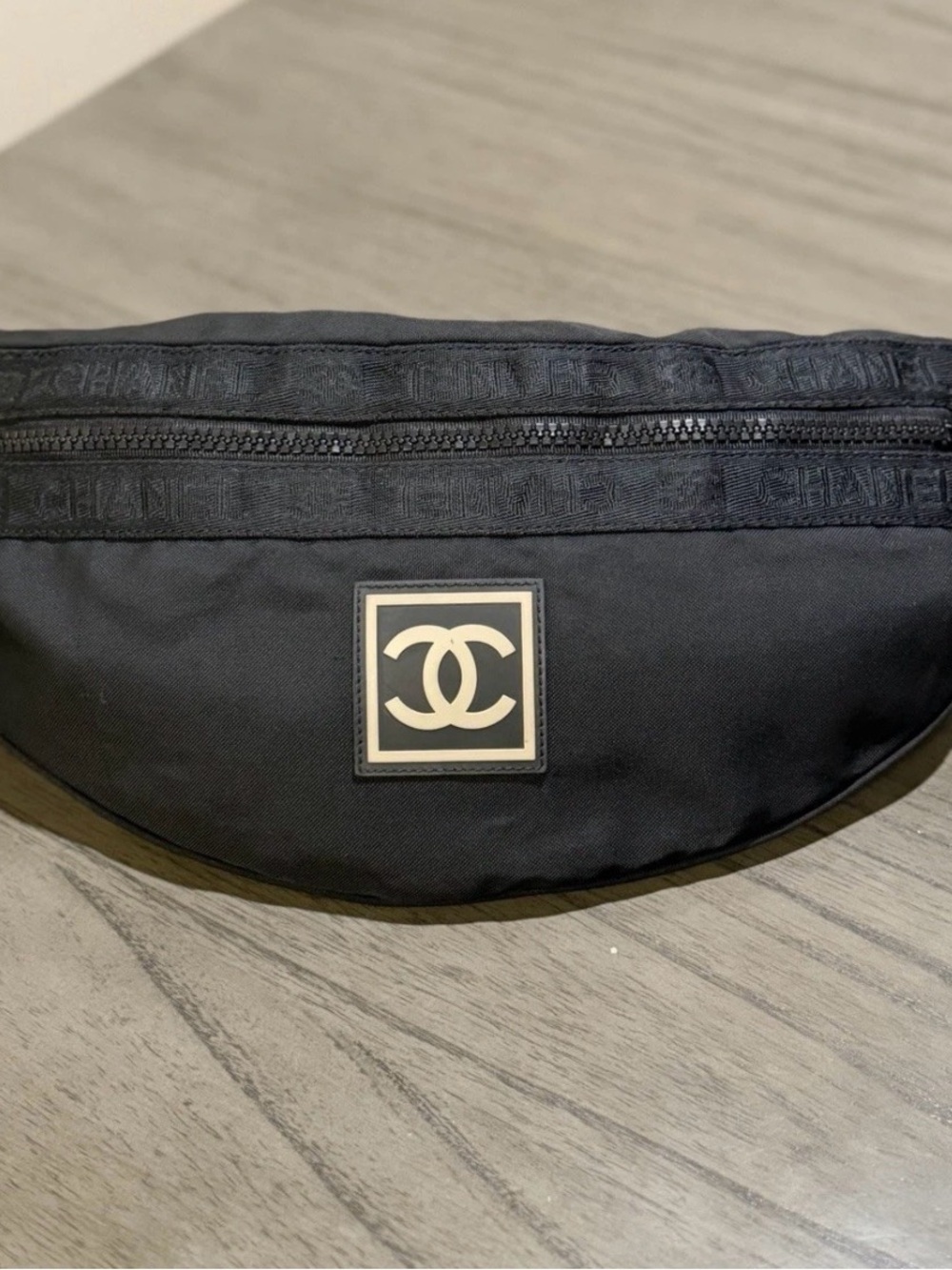 CHANEL Black Nylon CC Patch Belt Bag